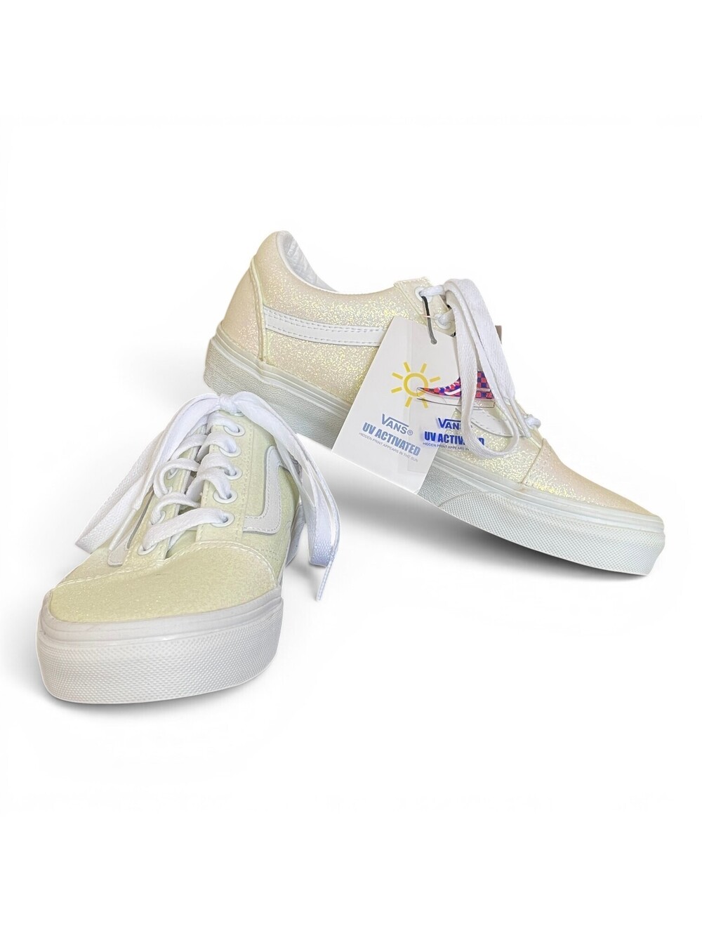VANS Old Skool UV Glitter White/Pink Shoes Women Size 7 BNIB
